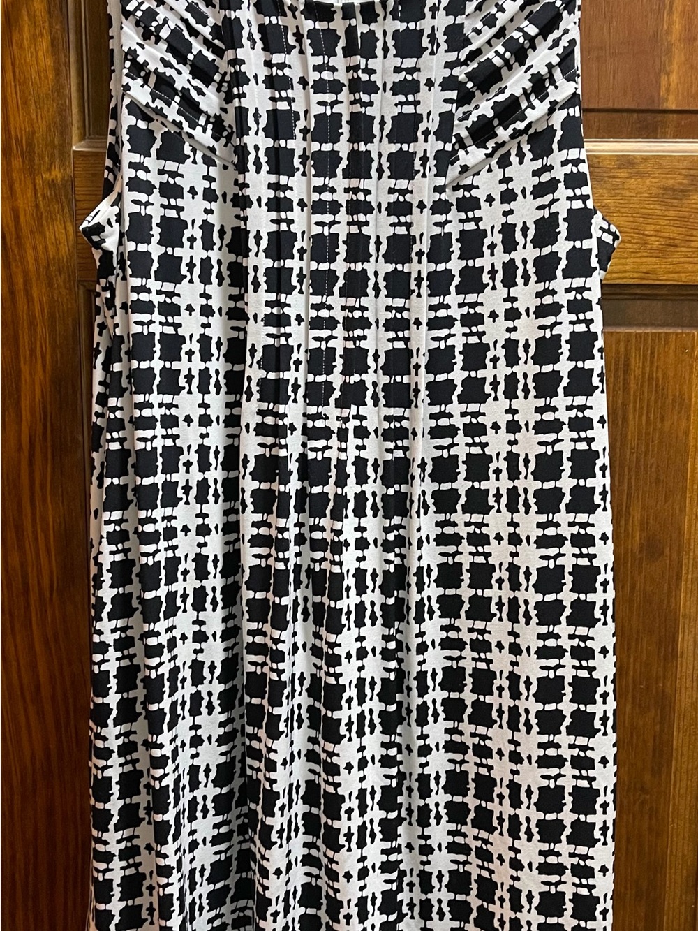 Calvin Klein Black and White Sleeveless Midi Dress